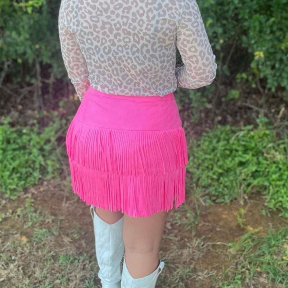 Fort Worth Womens Fringe Western Skirt Pink Size New - Picture 2 of 12
